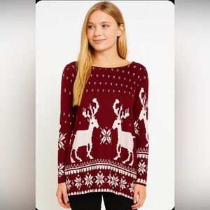 Christmas Holiday Reindeer Tunic Sweater Pockets Women's Size L
Cozy Cabincore